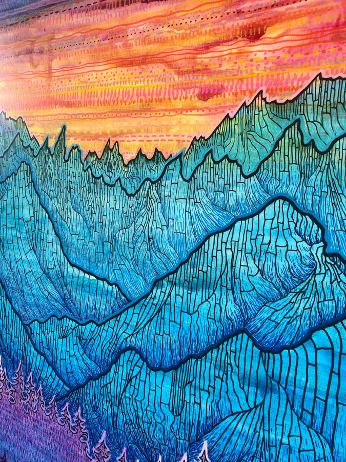 Blue Mountain Sunset (16″x16″ on 17″x17″ paper) - Kasia Polkowska
