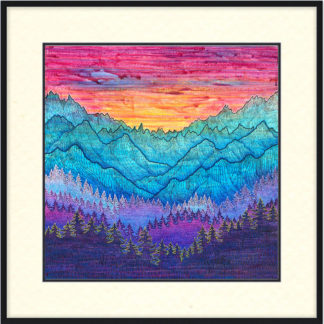 Blue Mountain Sunset (16"x16" on 17"x17" paper)