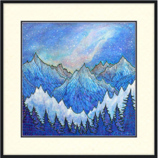 Celestial Mountain Night Print (16"x16" on 17"x17" paper)