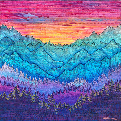 Blue Mountain Sunset (12″x12″ on 13″x13″ paper) - Kasia Polkowska