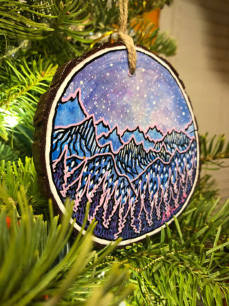Tiny Wood Round "Milkyway Above the Blue Mountains II" Art/Ornament