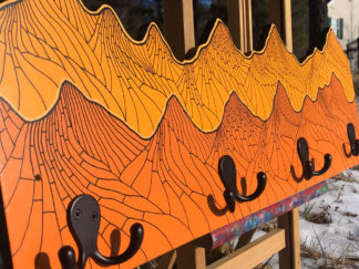 Mountain Layer Coat Hanger in Orange Hue with 4 hooks ~ 10"x27"