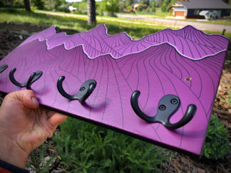 Mountain Layer Coat Hanger in Purple Hue ~ 10"x18" with 4 Double Hooks