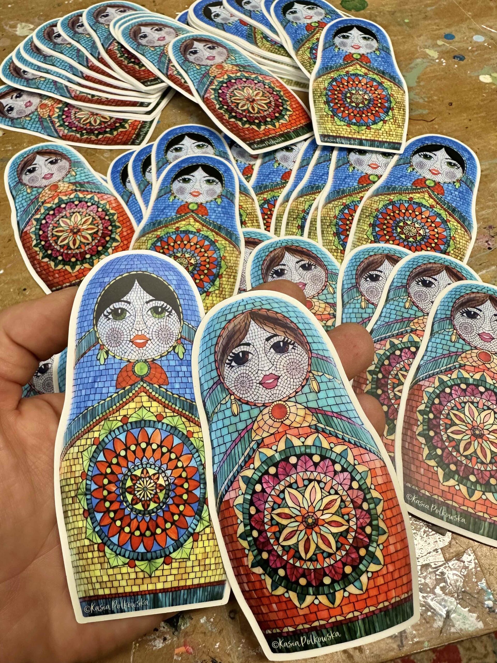 Set of Two - 4.5" Custom Matryoshka Exterior Quality Vinyl Stickers