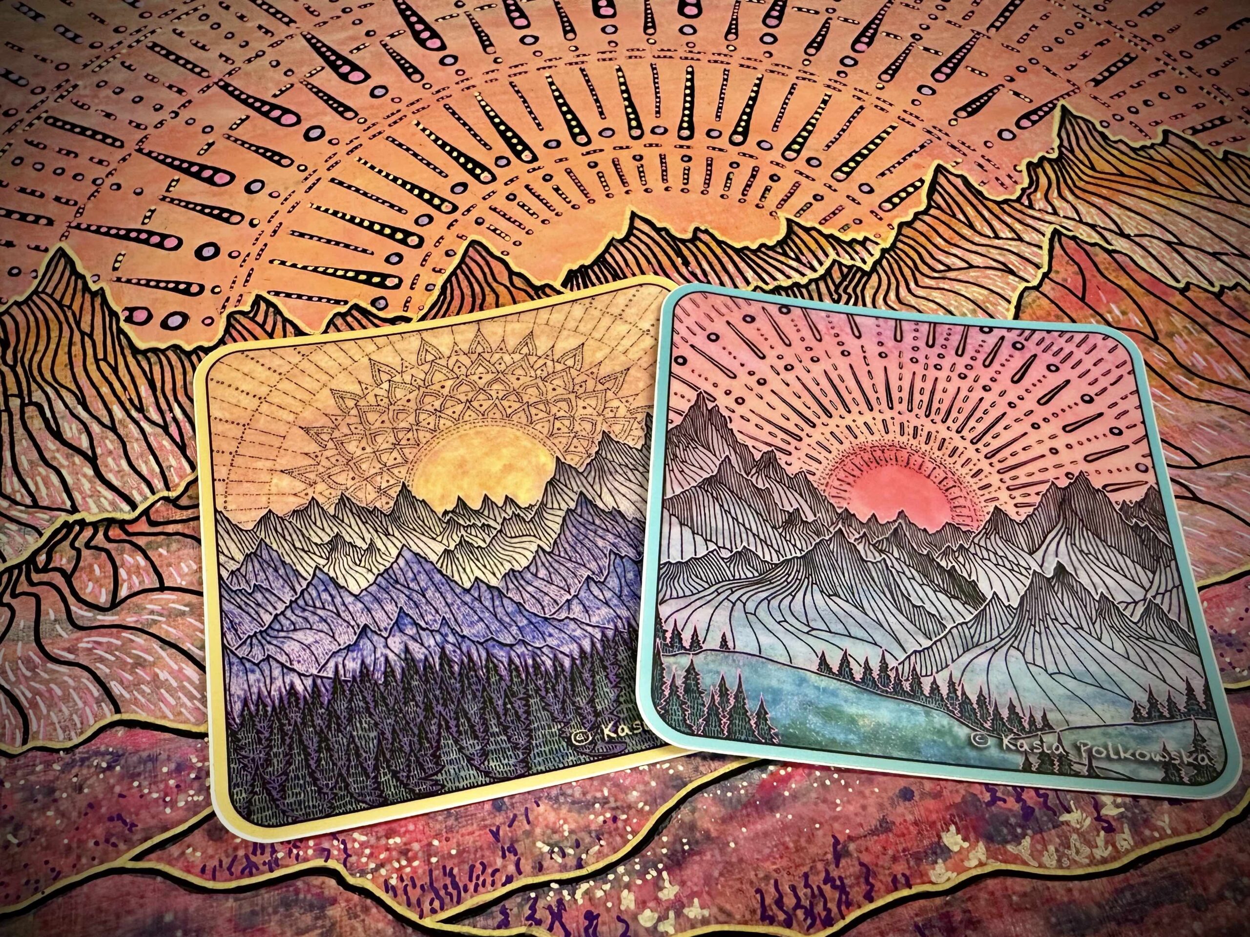 Set of 2 Exterior Quality Vinyl Stickers 3.5" Square Each