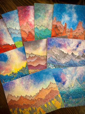 Set of Folded Note Cards with Envelopes - 10 Unique Designs