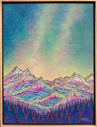 Alpenglow Under the Stars ~ 25"X19" Framed