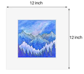 Celestial Mountain Night ~ Matted Giclee Print ~ 12"x12" (8"x8"print) - 2 in stock - Shipping Included