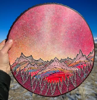 Night Sky Wood Round  ~ 14” Diameter
